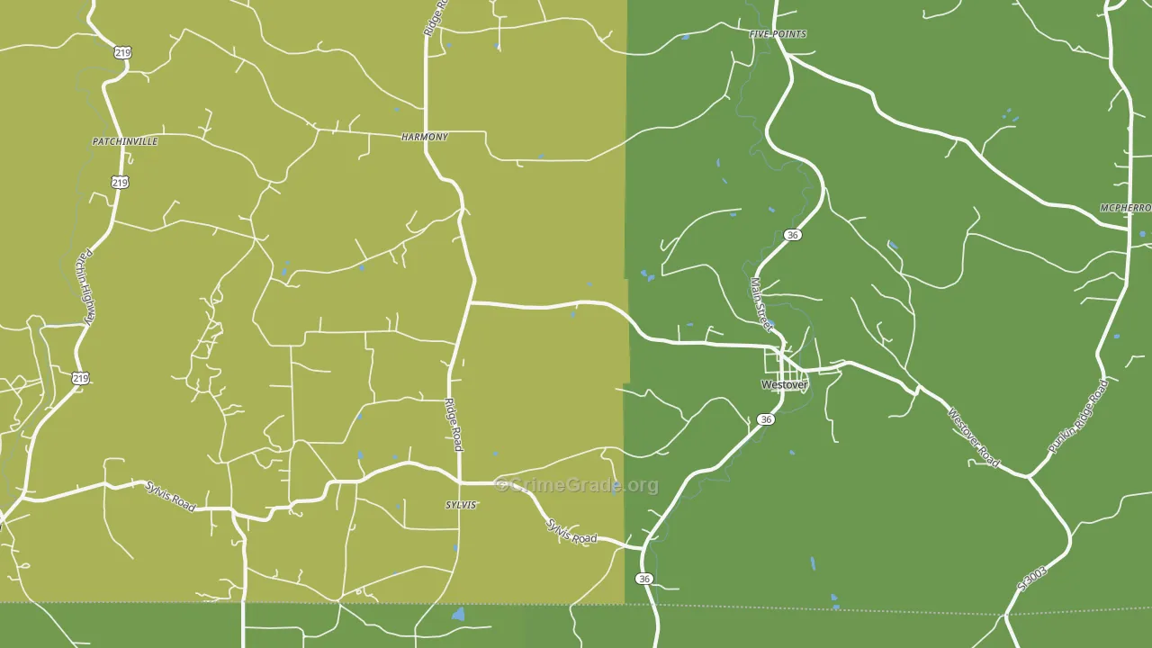 Westover, PA Map of Drug-Related Crime Rates