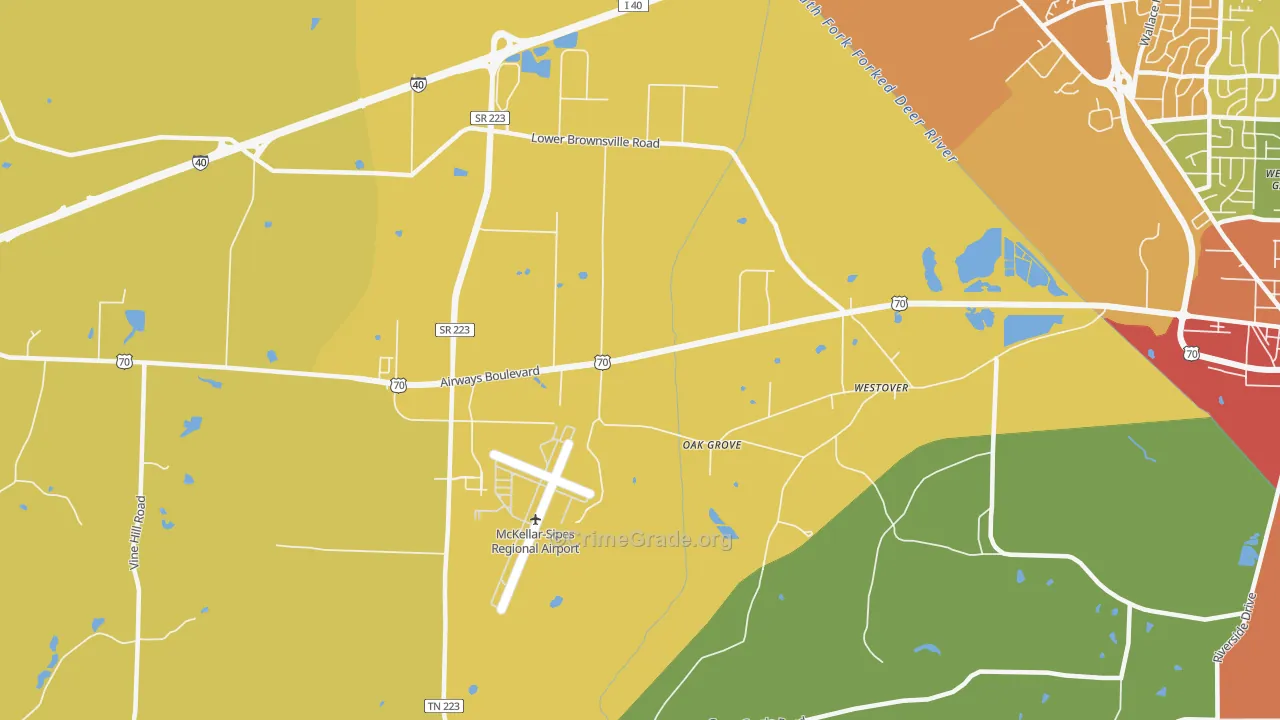 Westover, TN Map of Drug-Related Crime Rates