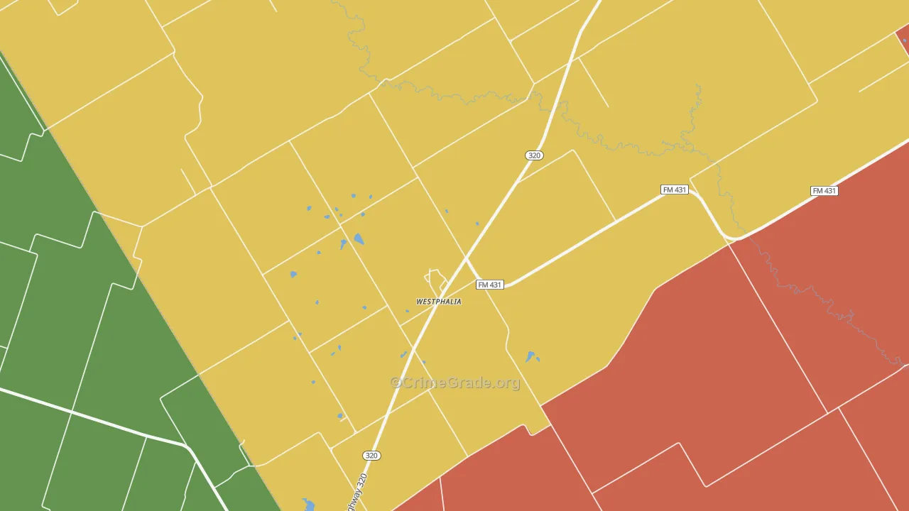 Westphalia, TX Map of Drug-Related Crime Rates