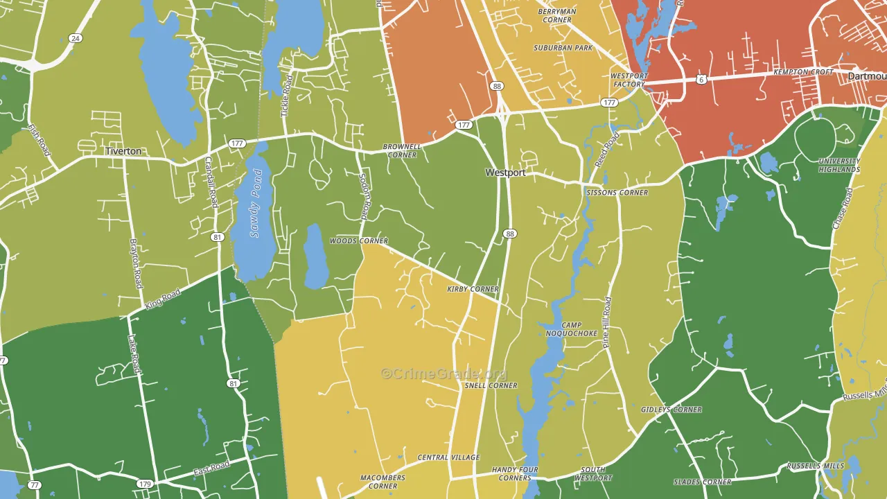 Westport, MA Map of Drug-Related Crime Rates