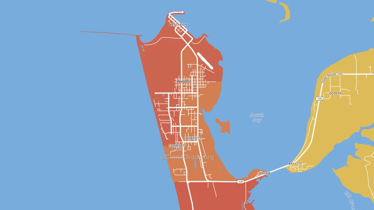 Westport, WA Map of Drug-Related Crime Rates