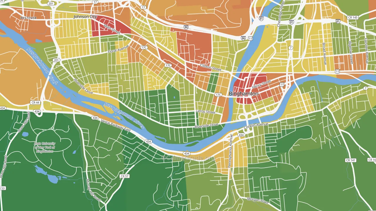 Westside, Binghamton, NY Map of Drug-Related Crime Rates