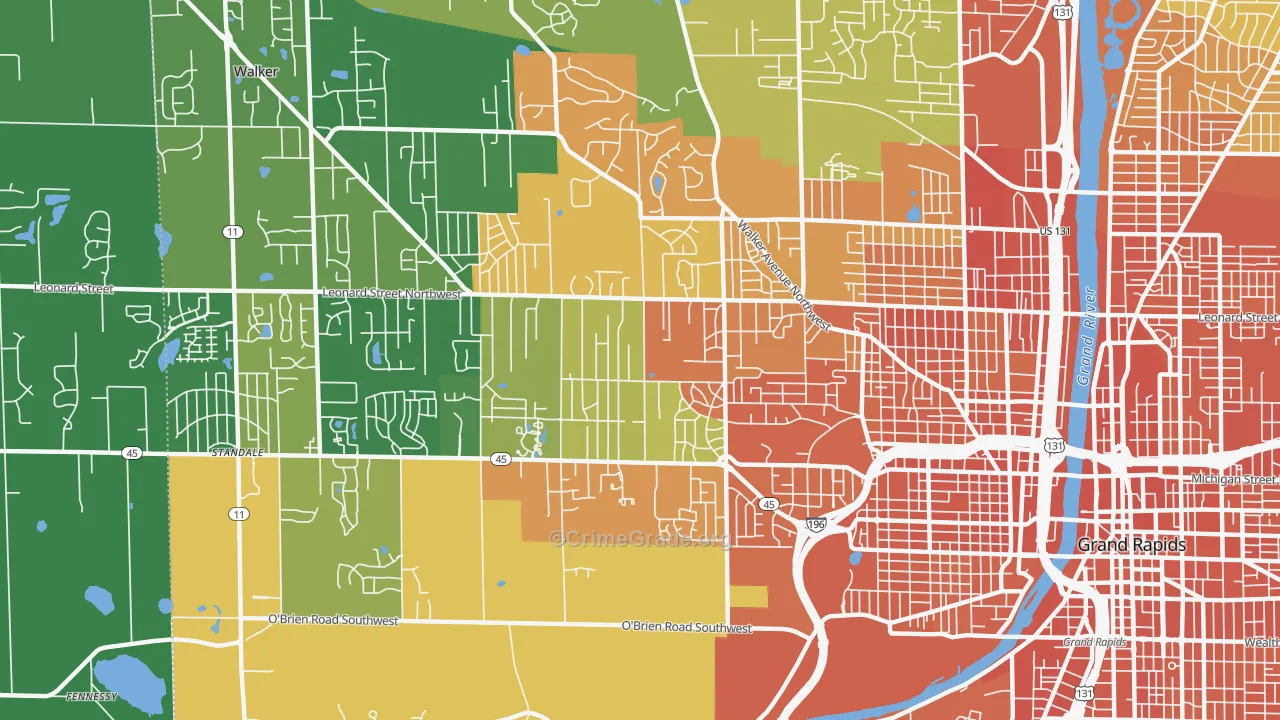 Westside, Grand Rapids, MI Map of Drug-Related Crime Rates