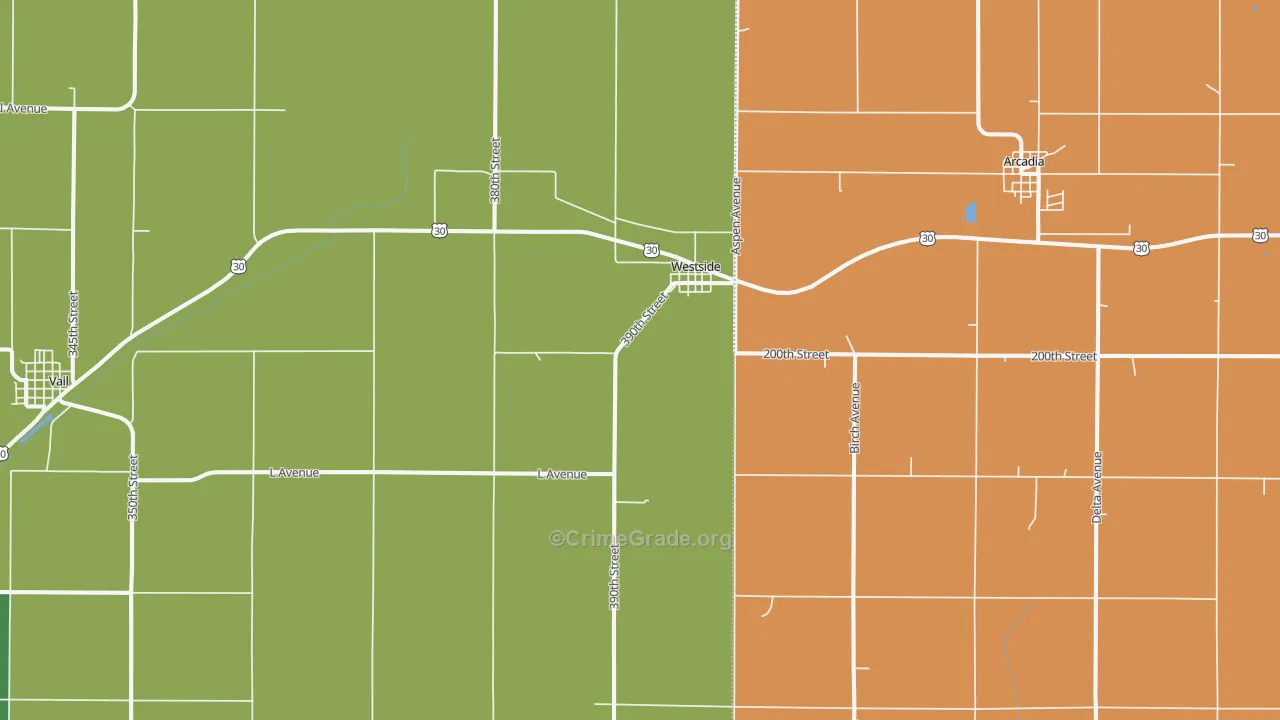 Westside, IA Map of Drug-Related Crime Rates