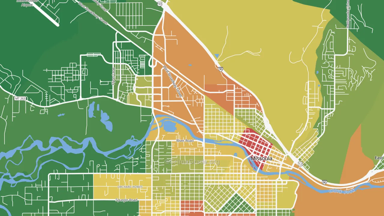 Westside, Missoula, MT Map of Drug-Related Crime Rates