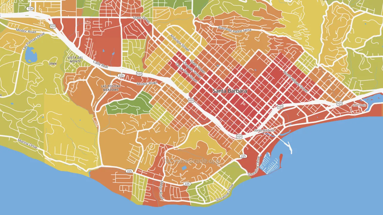Westside-Santa Barbara, Santa Barbara, CA Map of Drug-Related Crime Rates