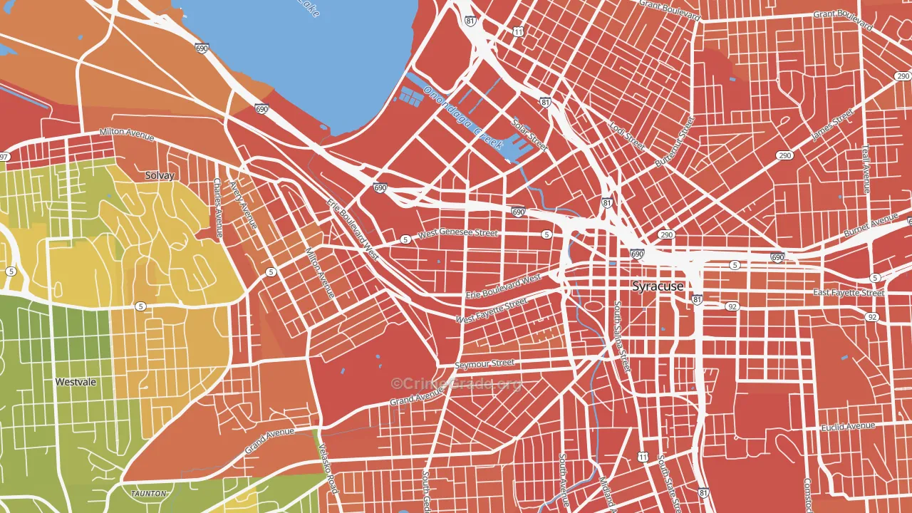 Westside, Syracuse, NY Map of Drug-Related Crime Rates