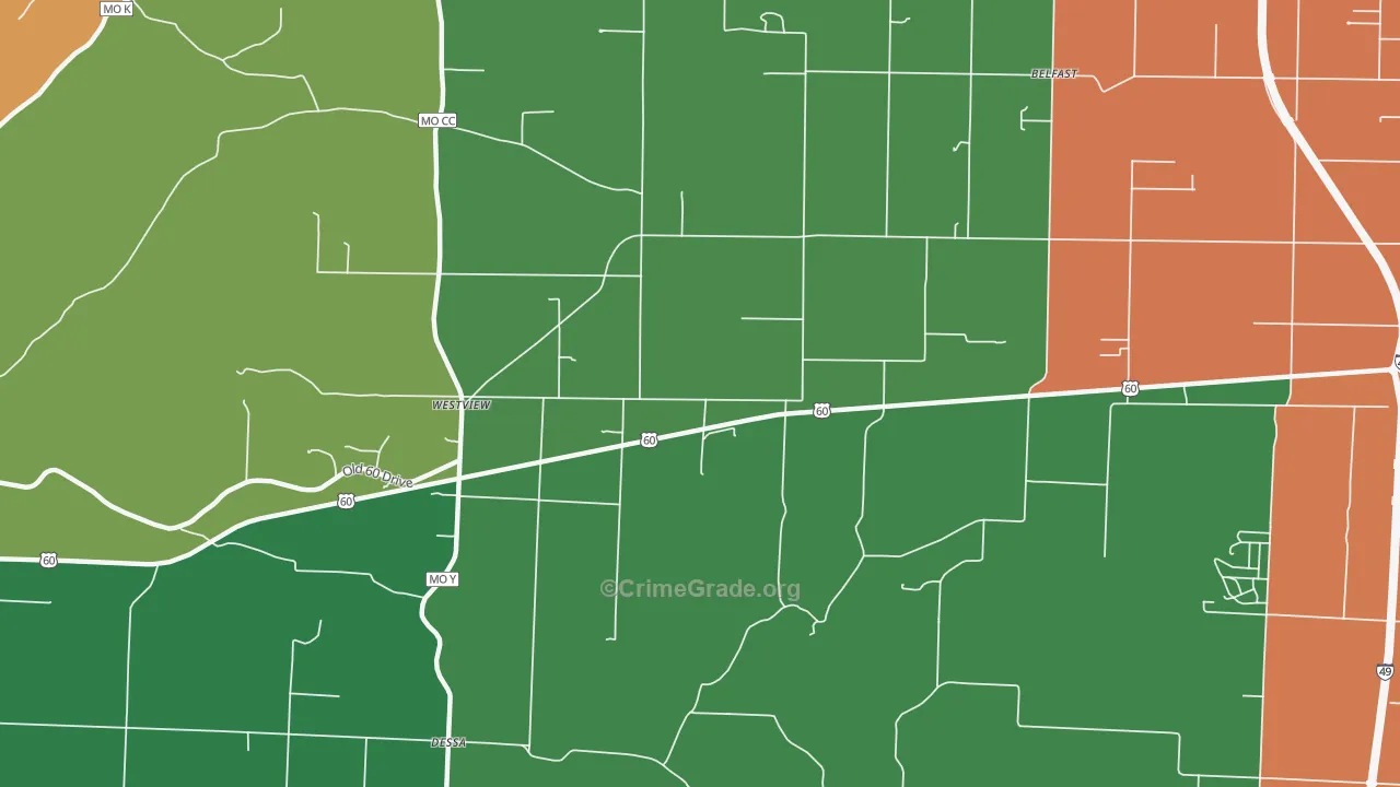 Westview, MO Map of Drug-Related Crime Rates