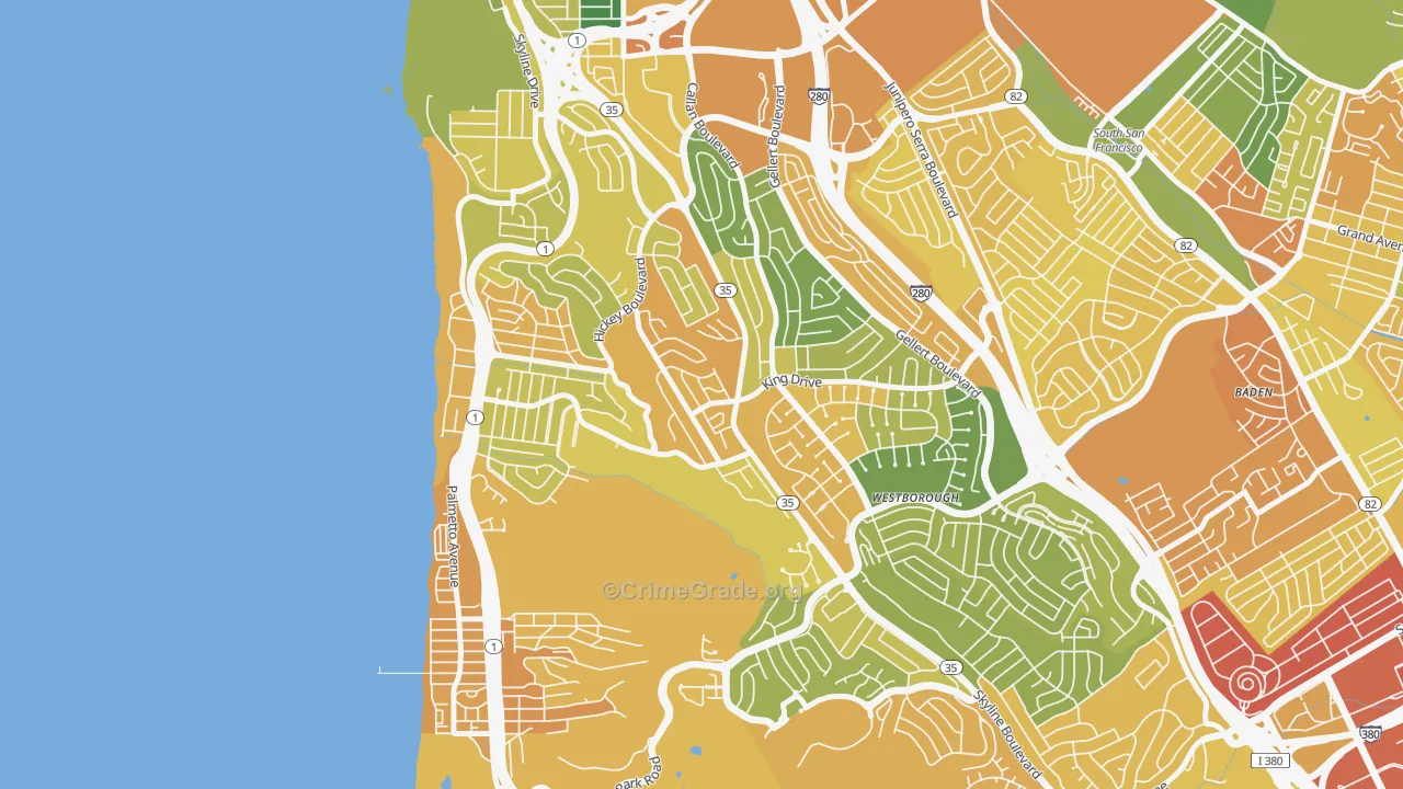 Westview, Pacifica, CA Map of Drug-Related Crime Rates