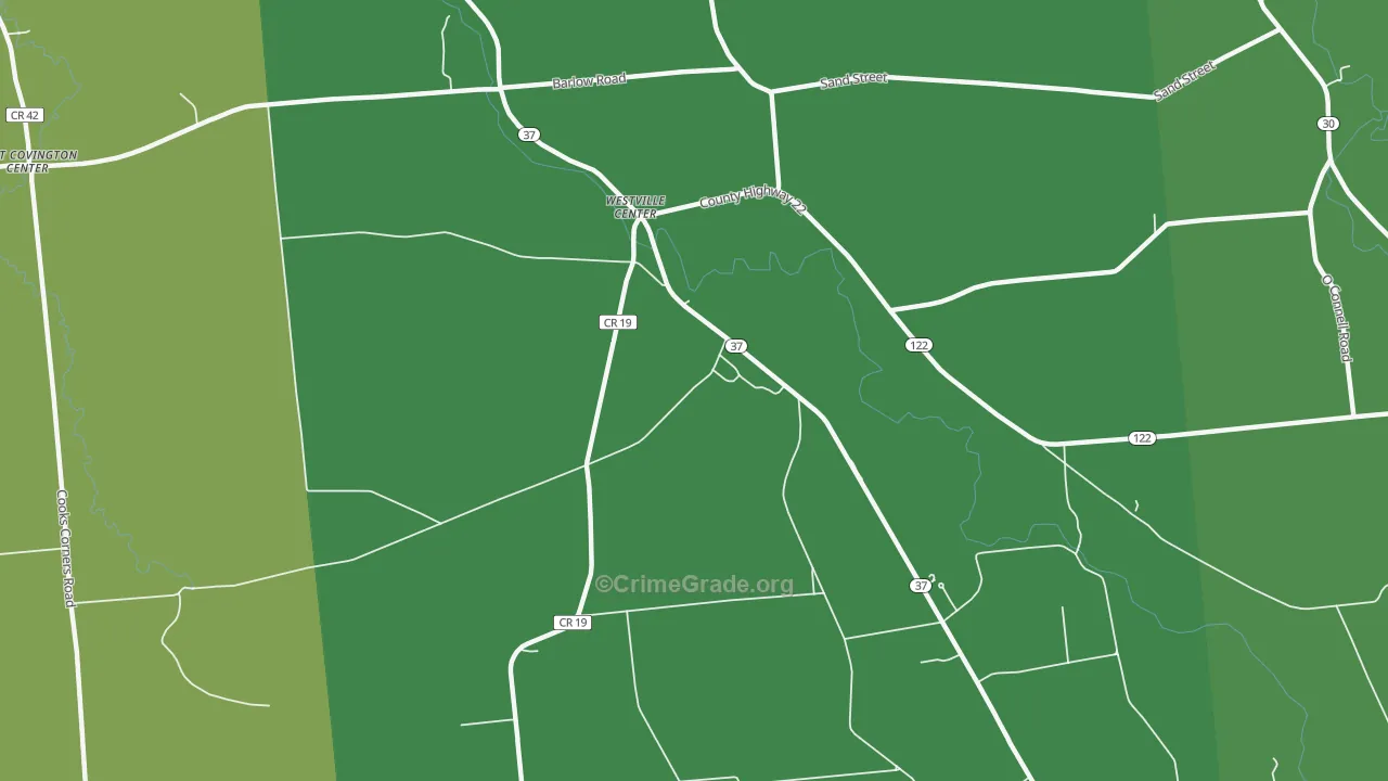 Westville Center, NY Map of Drug-Related Crime Rates