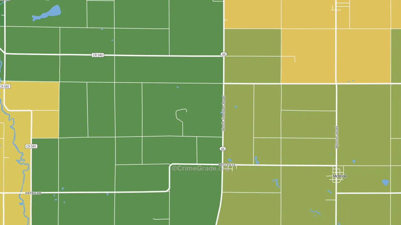 Westville, MI Map of Drug-Related Crime Rates
