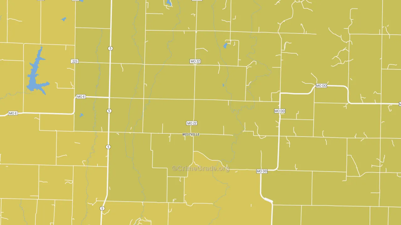 Westville, MO Map of Drug-Related Crime Rates
