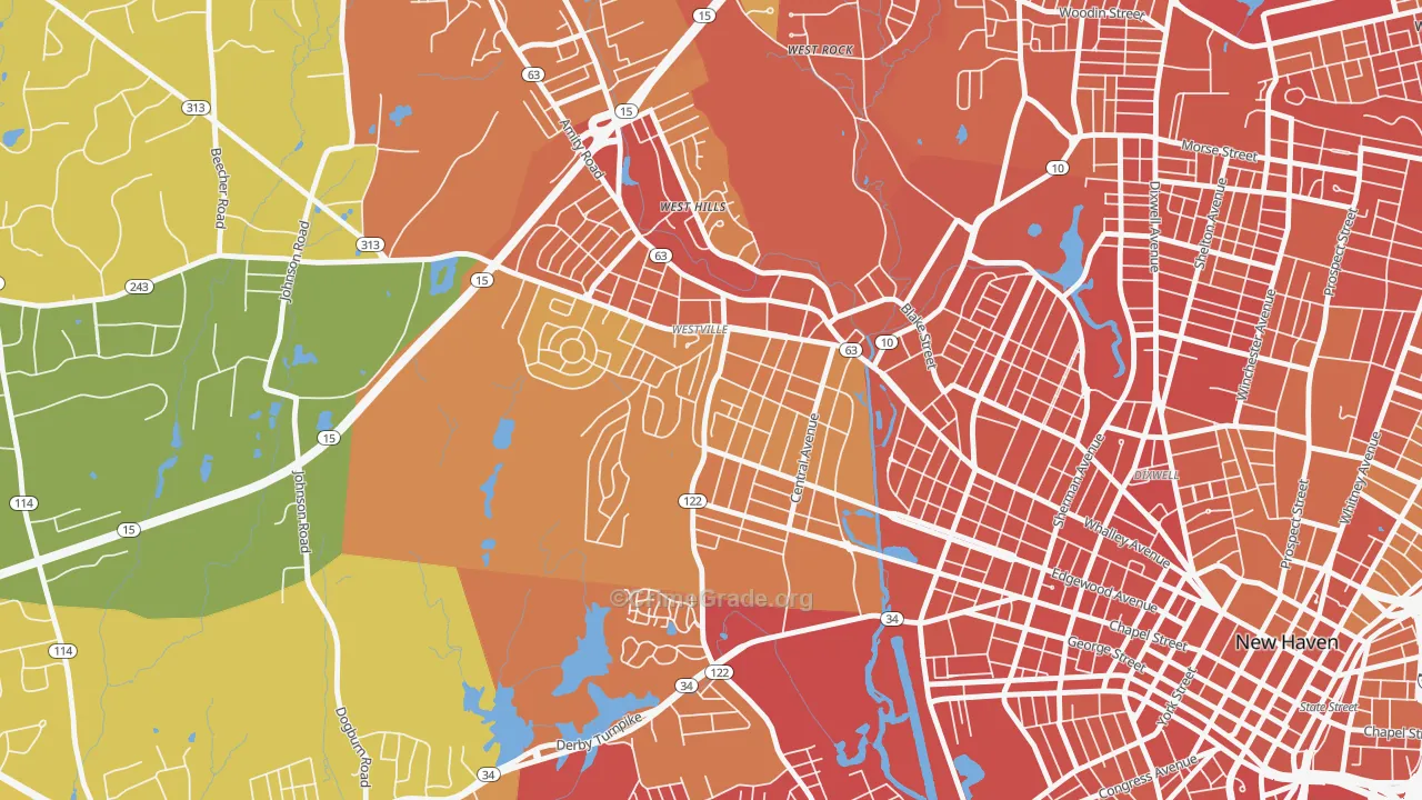 Westville, New Haven, CT Map of Drug-Related Crime Rates