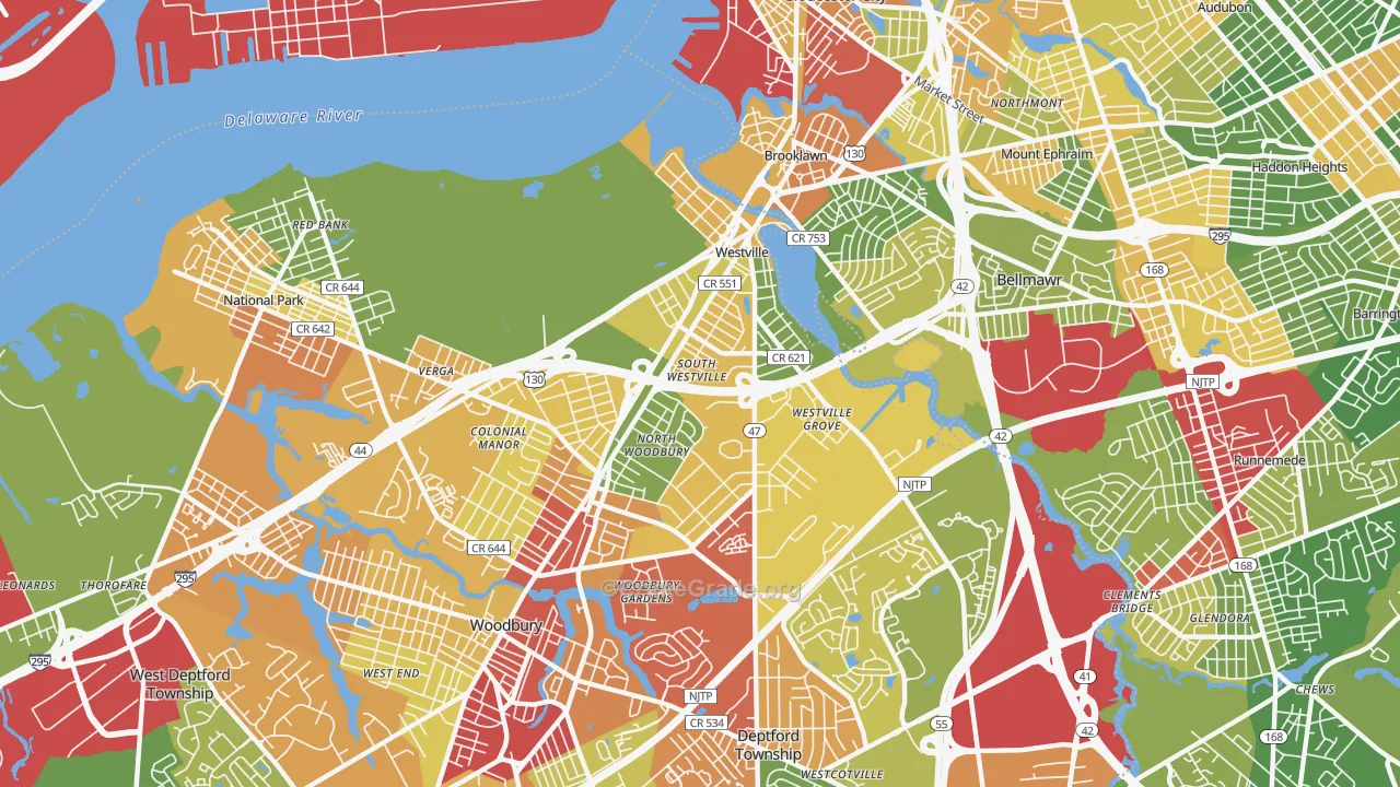 Westville, NJ Map of Drug-Related Crime Rates