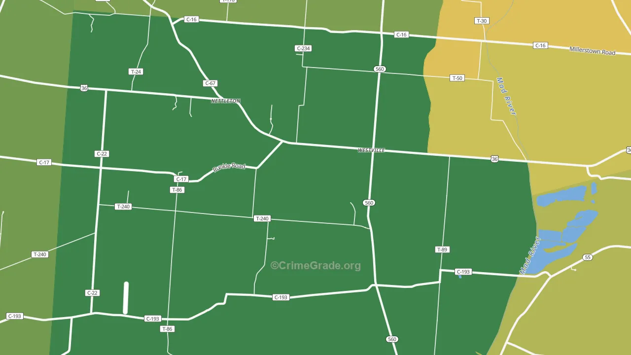 Westville, OH Map of Drug-Related Crime Rates