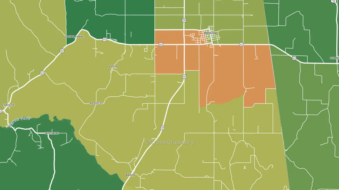 Westville, OK Map of Drug-Related Crime Rates