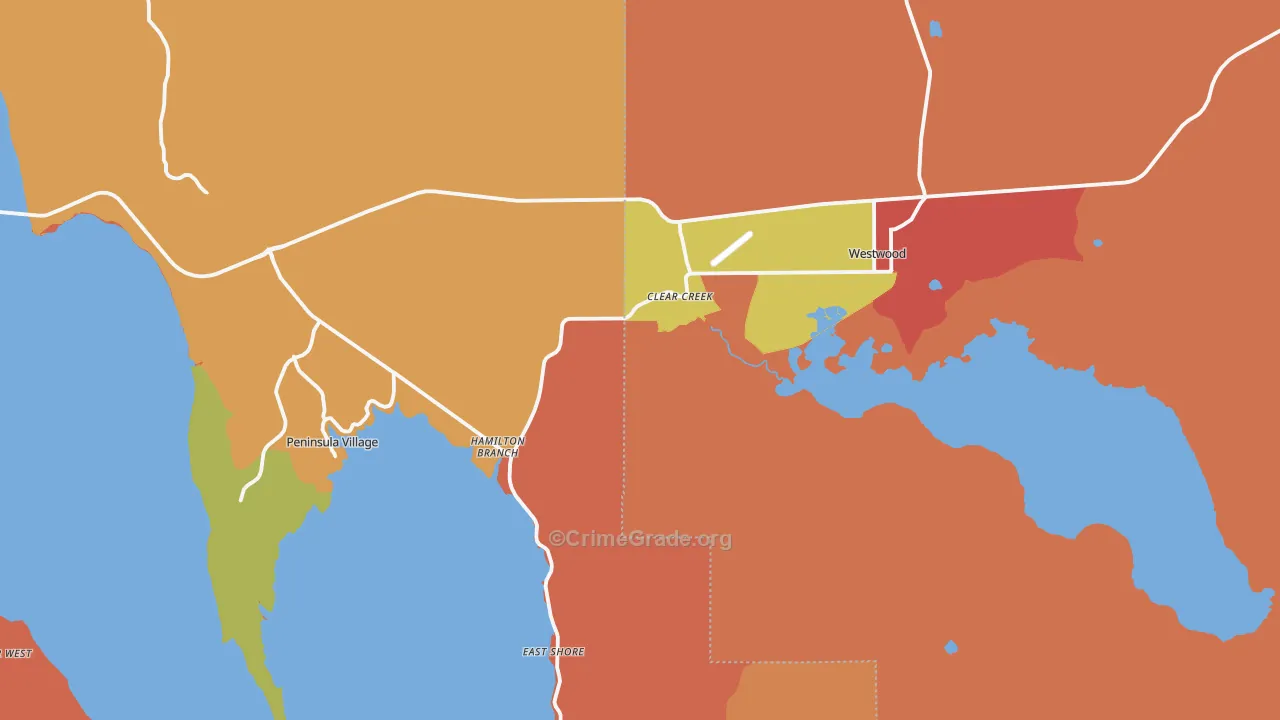 Westwood, CA Map of Drug-Related Crime Rates