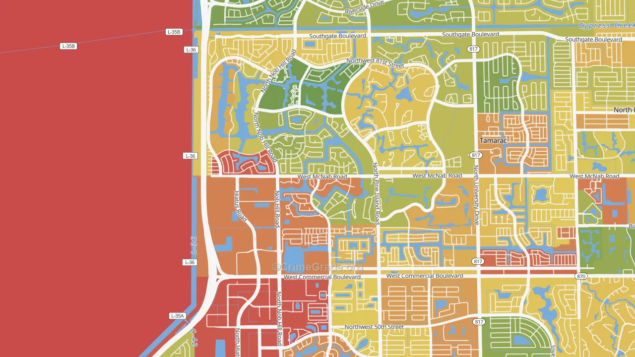 Westwood Community-North, Tamarac, FL Map of Drug-Related Crime Rates