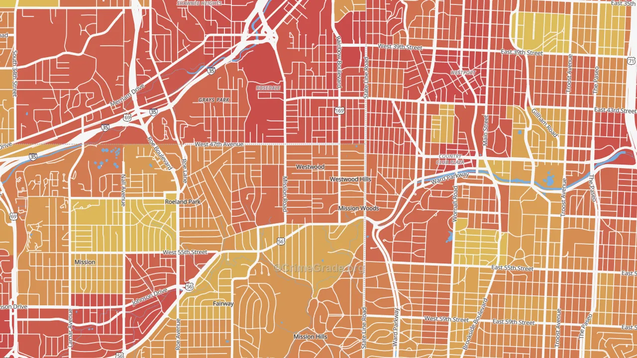 Westwood, KS Map of Drug-Related Crime Rates