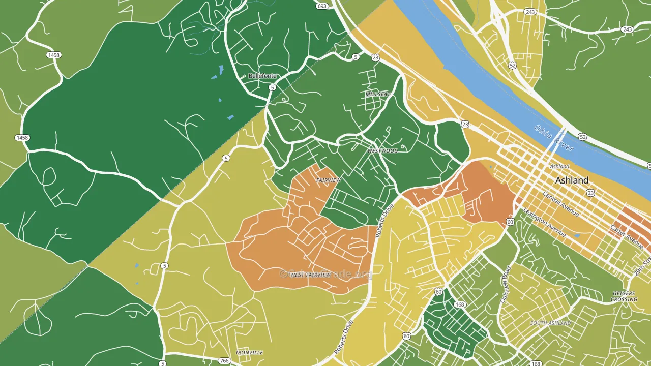 Westwood, KY Map of Drug-Related Crime Rates