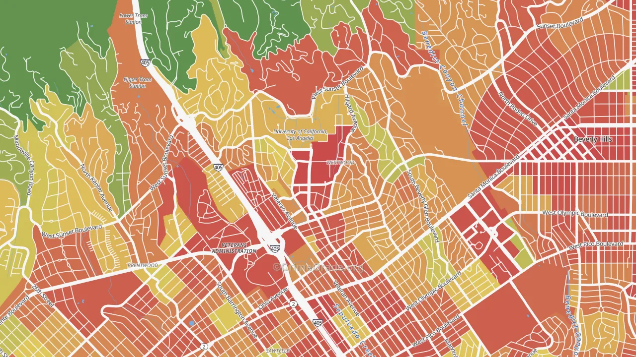 Westwood, Los Angeles, CA Map of Drug-Related Crime Rates
