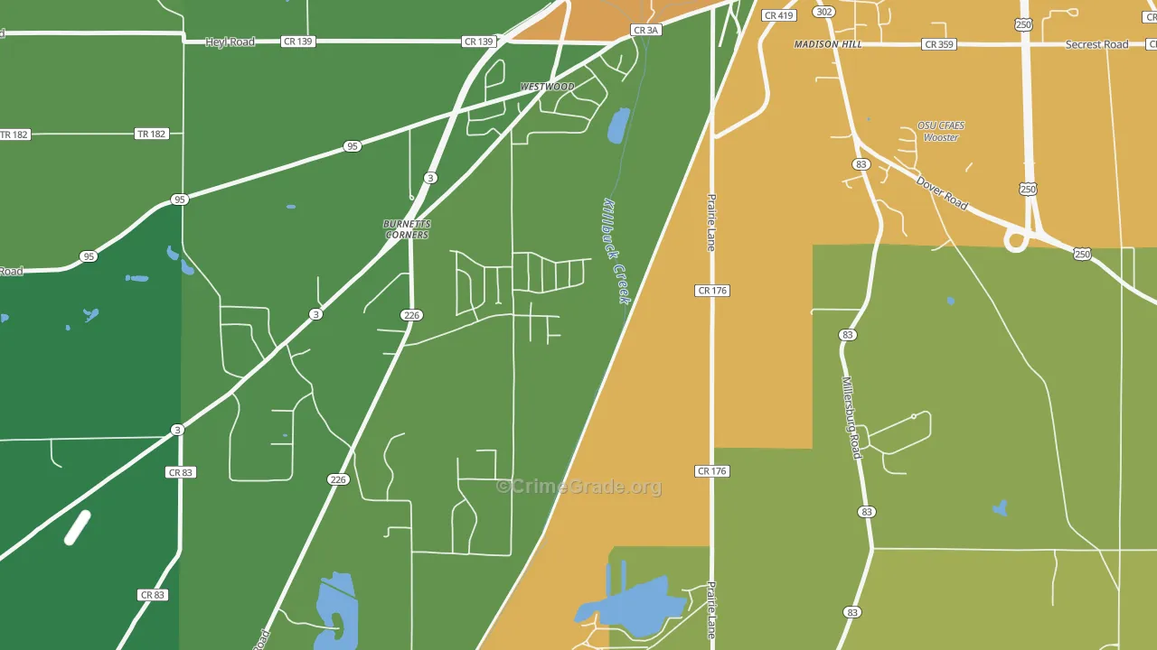 Westwood, OH Map of Drug-Related Crime Rates
