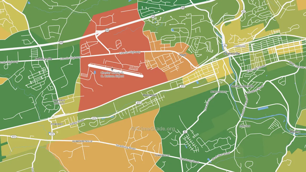 Westwood, PA Map of Drug-Related Crime Rates