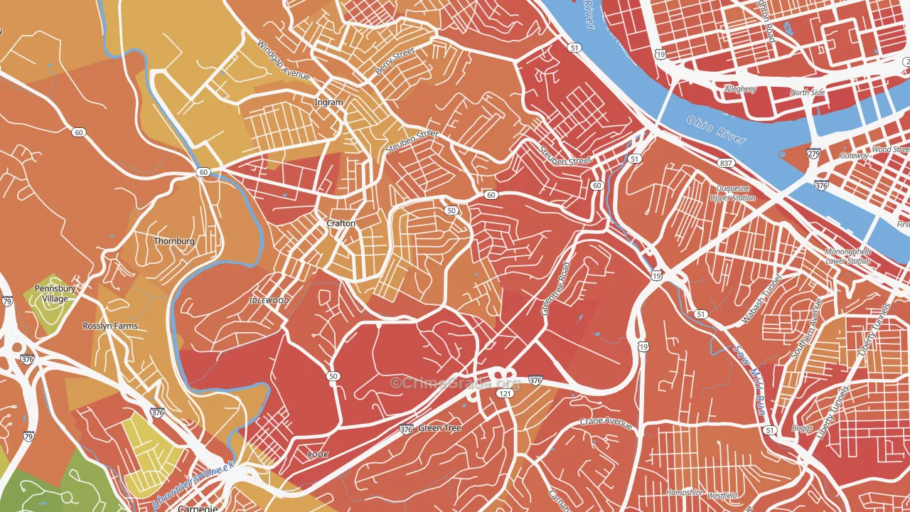 Westwood, Pittsburgh, PA Map of Drug-Related Crime Rates