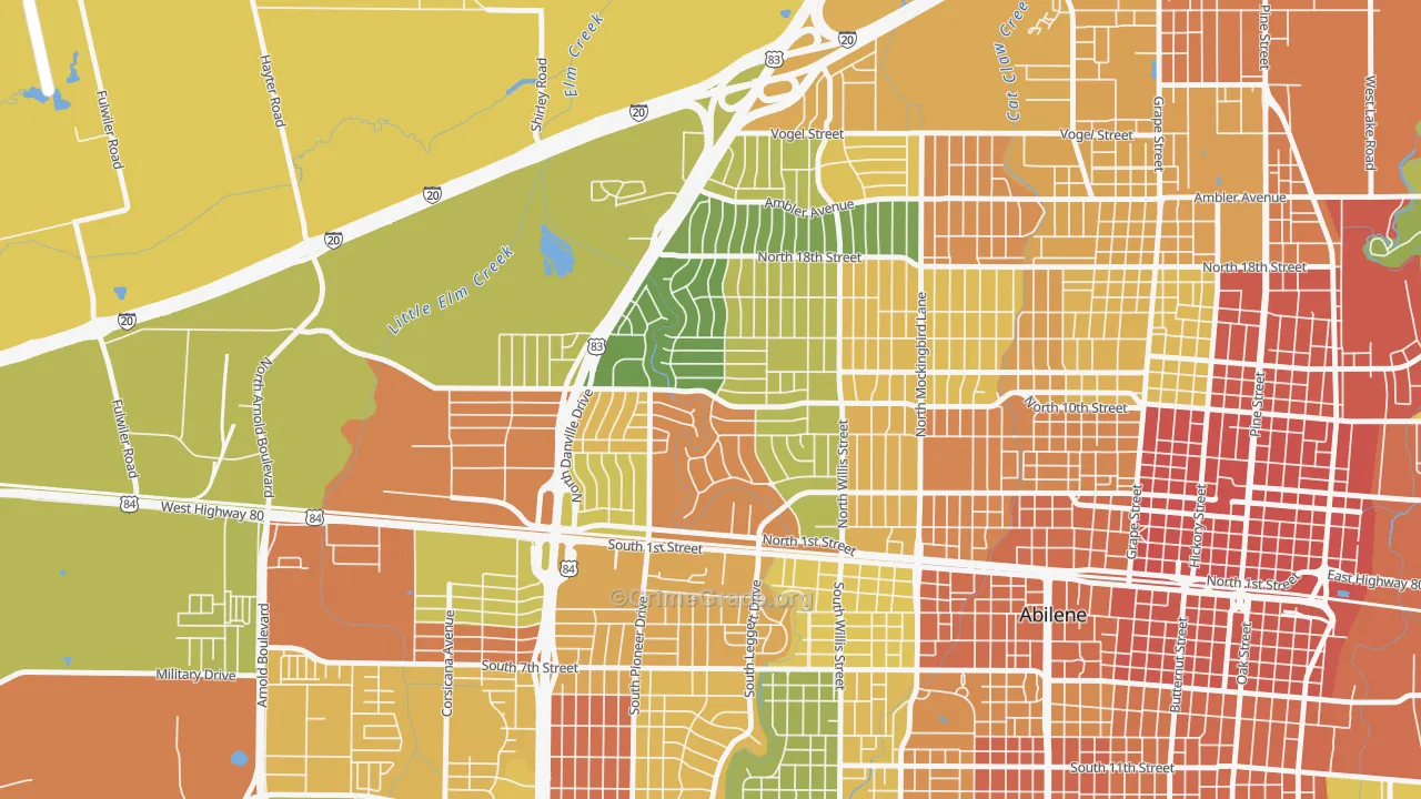 Westwood Richland, Abilene, TX Map of Drug-Related Crime Rates