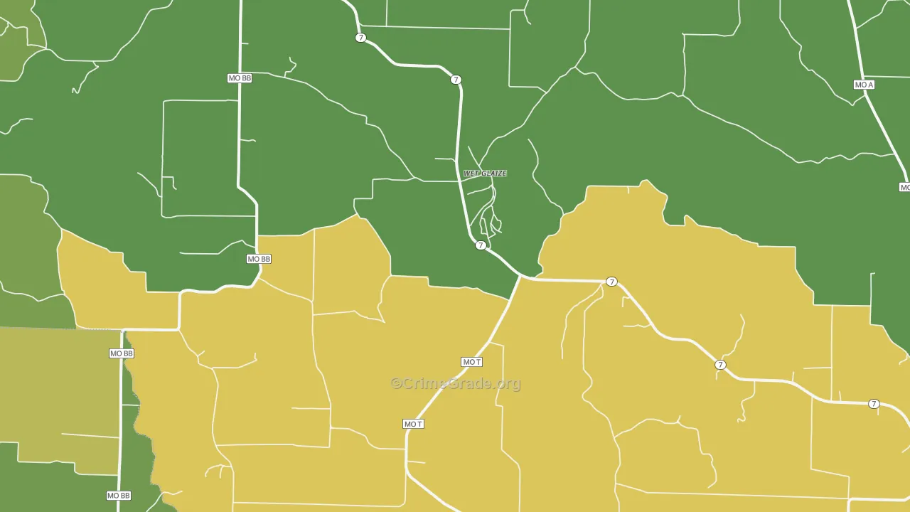 Wet Glaize, MO Map of Drug-Related Crime Rates