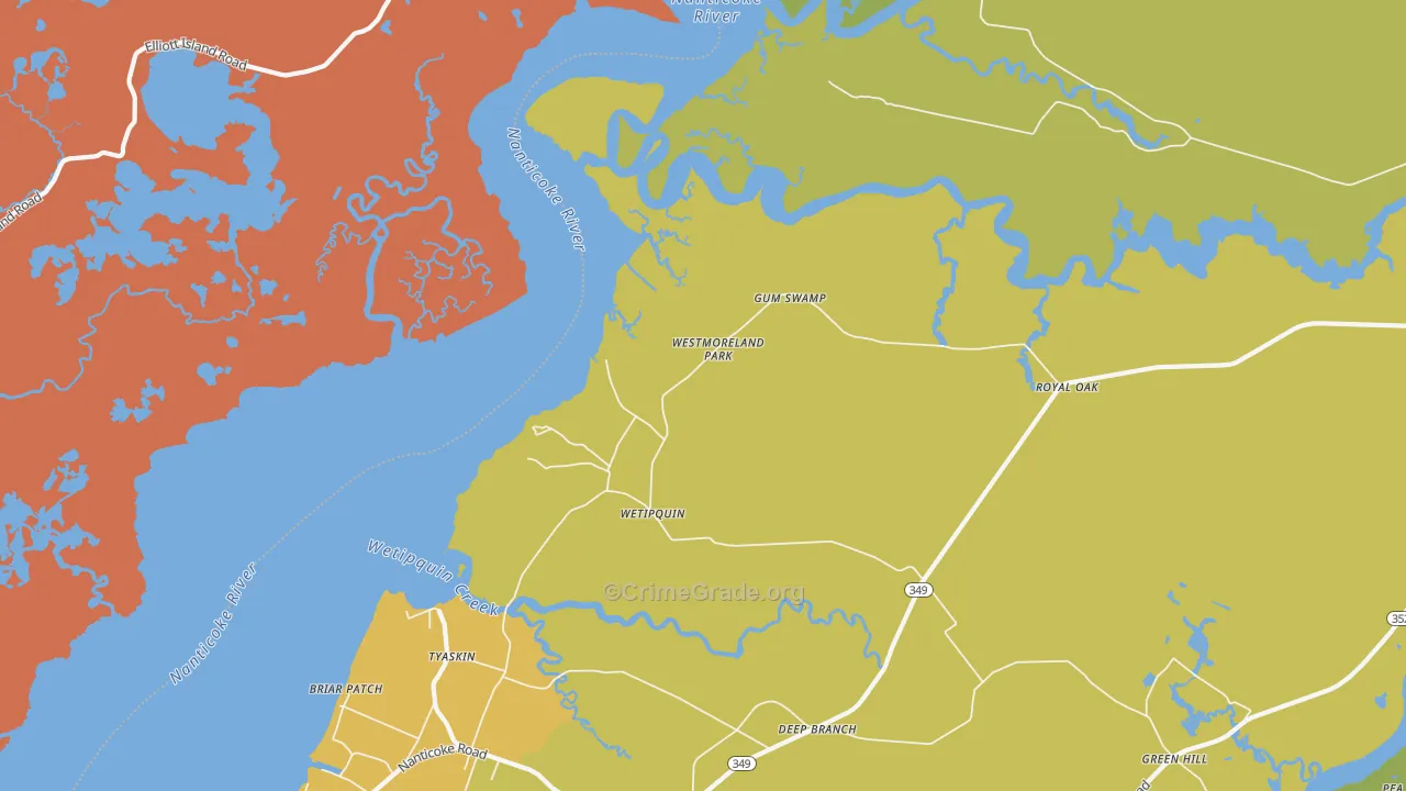 Wetipquin, MD Map of Drug-Related Crime Rates
