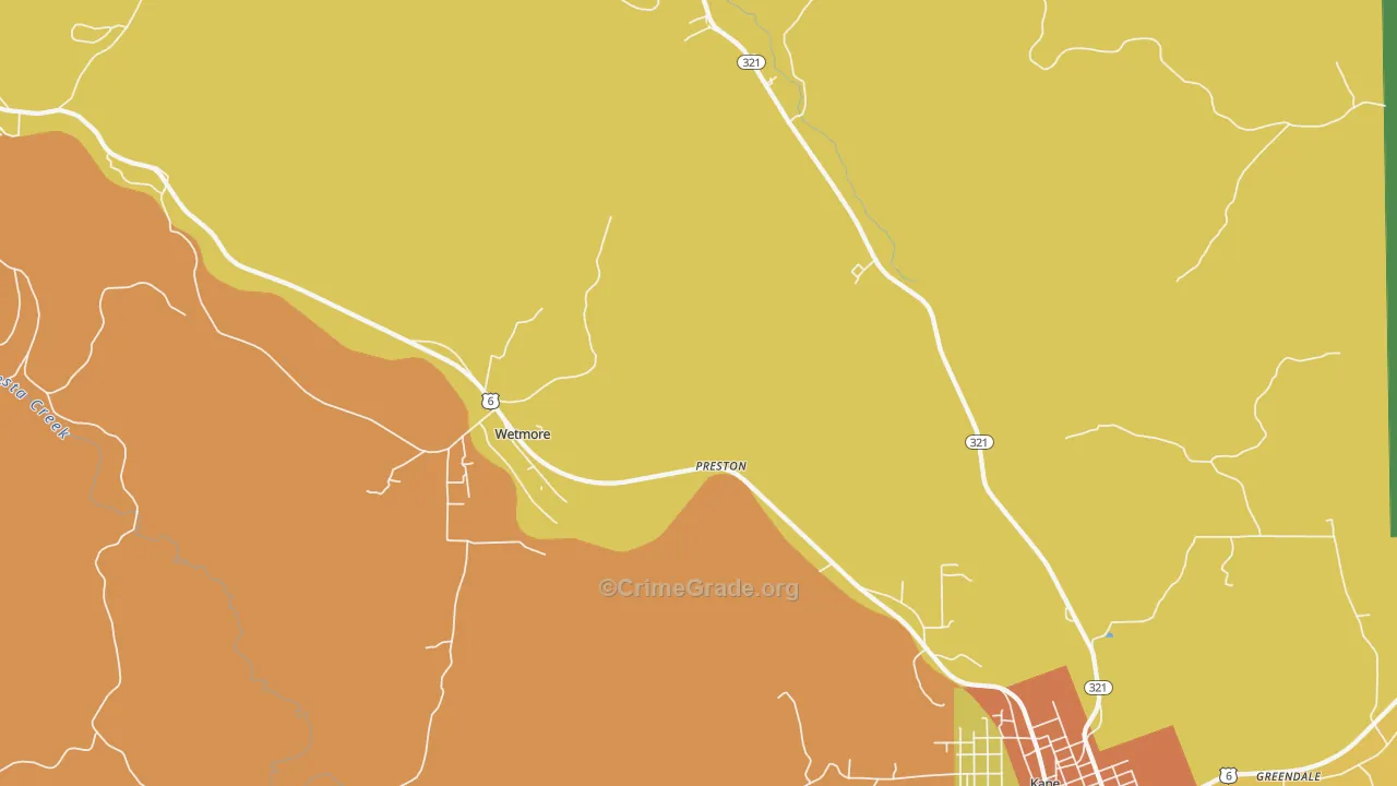 Wetmore, PA Map of Drug-Related Crime Rates