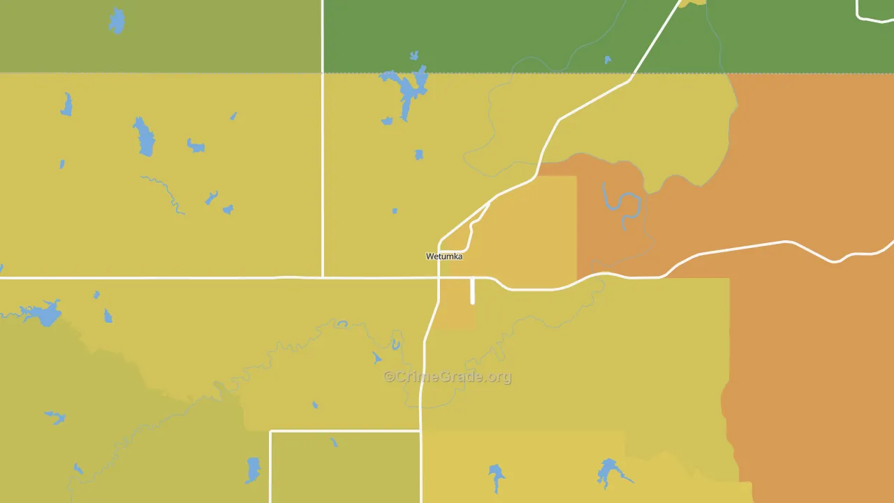 Wetumka, OK Map of Drug-Related Crime Rates