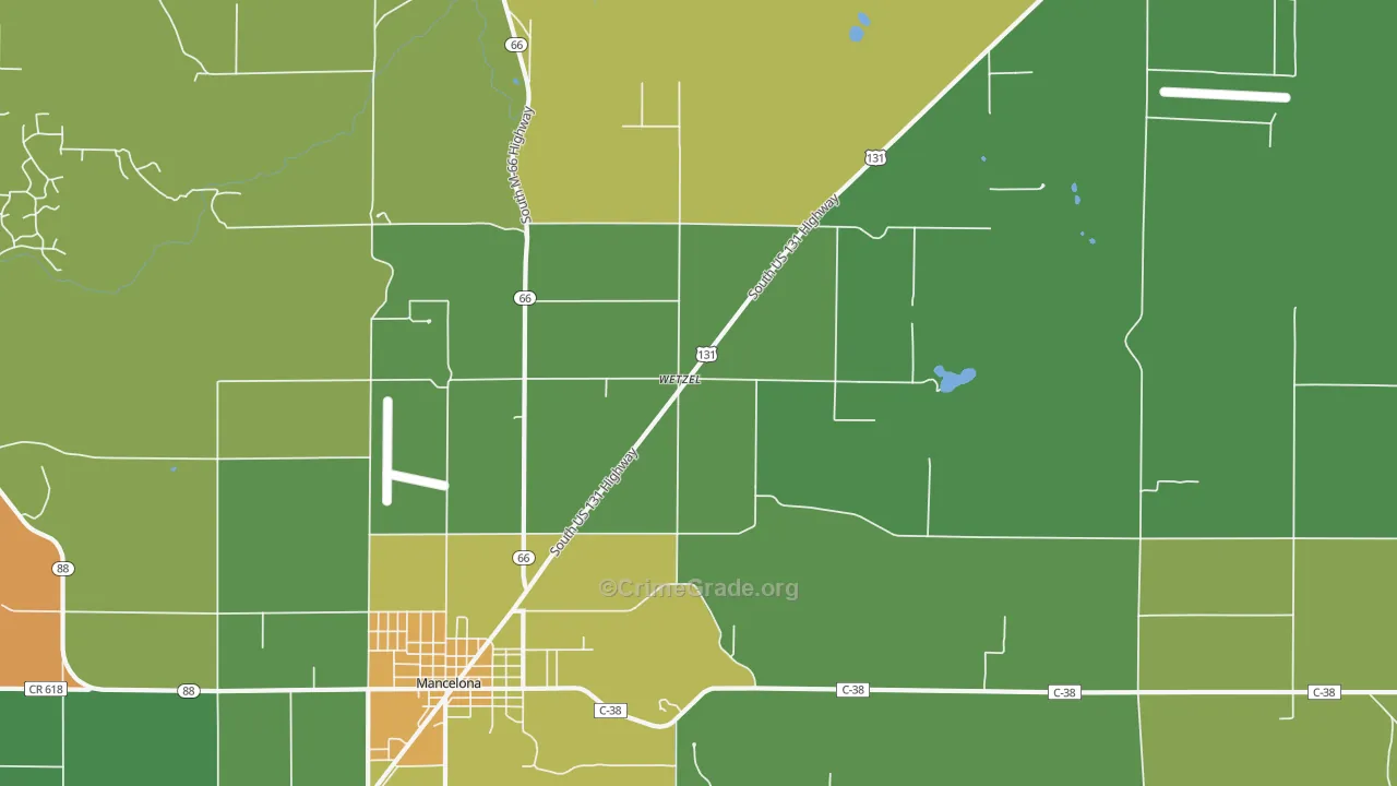 Wetzel, MI Map of Drug-Related Crime Rates
