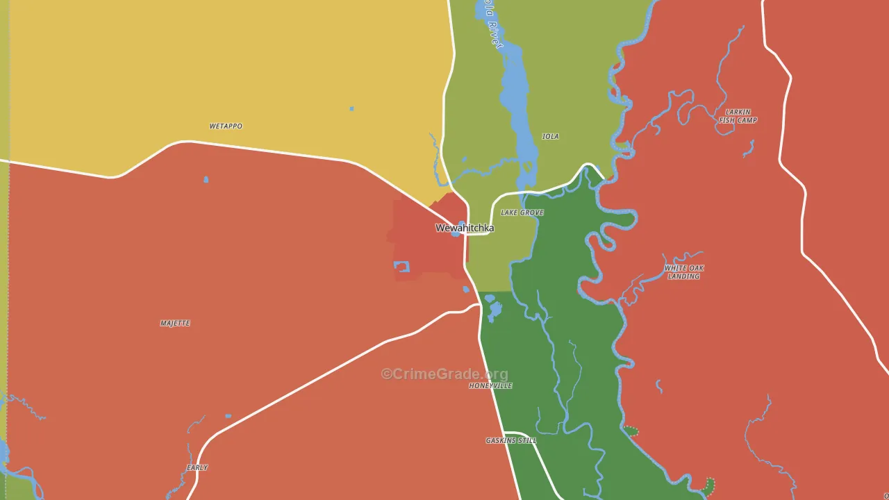Wewahitchka, FL Map of Drug-Related Crime Rates