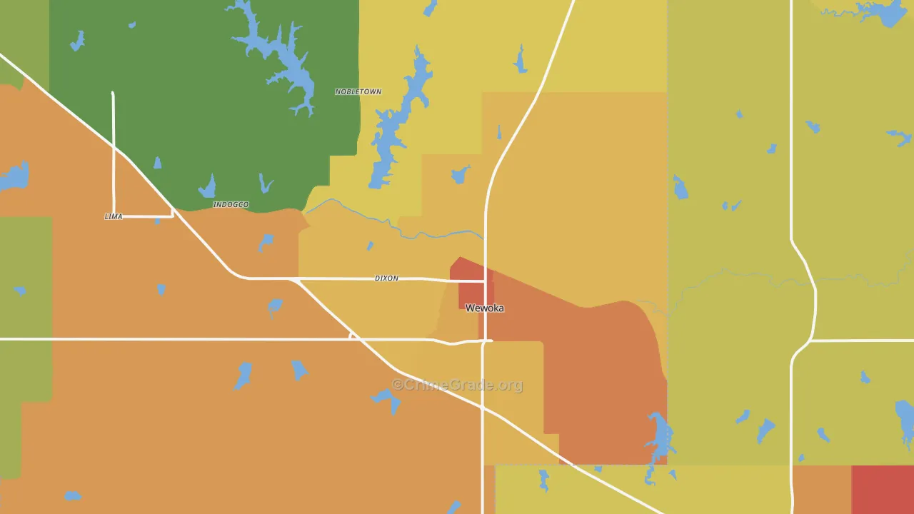 Wewoka, OK Map of Drug-Related Crime Rates