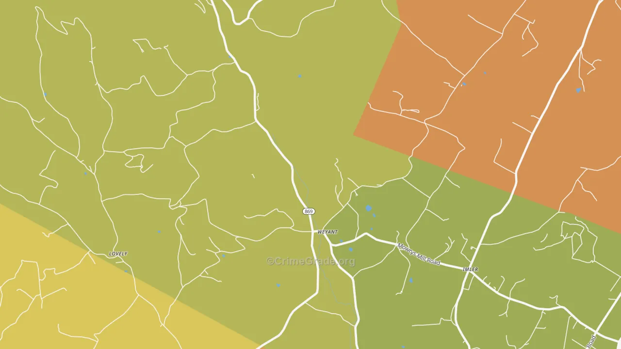 Weyant, PA Map of Drug-Related Crime Rates