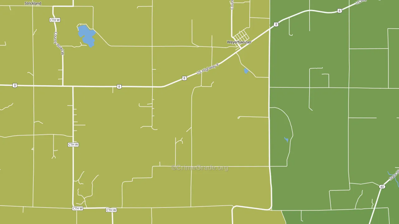 Weyerhaeuser, WI Map of Drug-Related Crime Rates