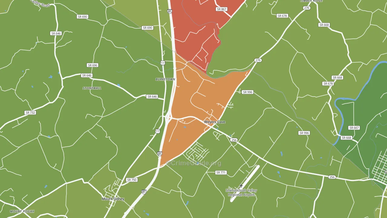 Weyers Cave, VA Map of Drug-Related Crime Rates