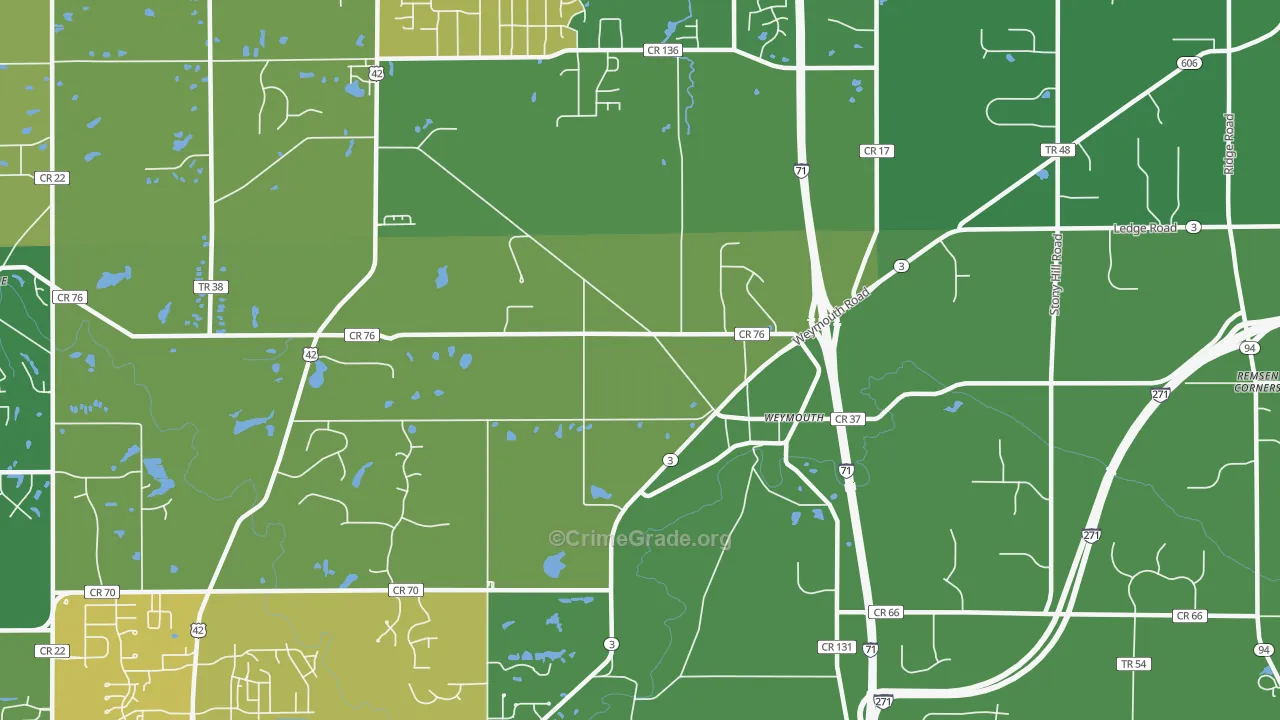 Weymouth, OH Map of Drug-Related Crime Rates