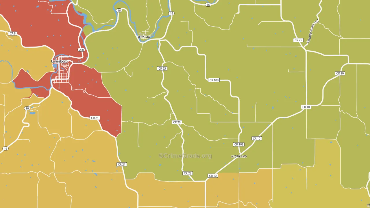 Whalan, MN Map of Drug-Related Crime Rates