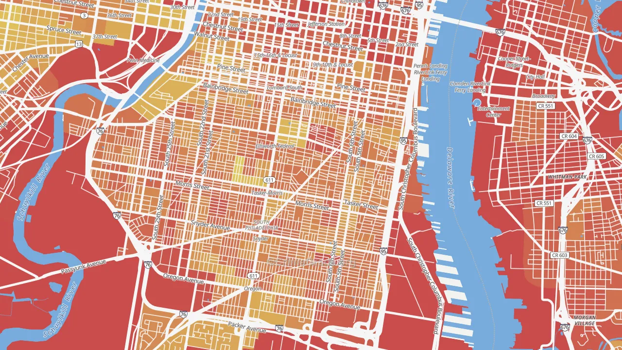 Wharton-Hawthorne-Bella Vista, Philadelphia, PA Map of Drug-Related Crime Rates
