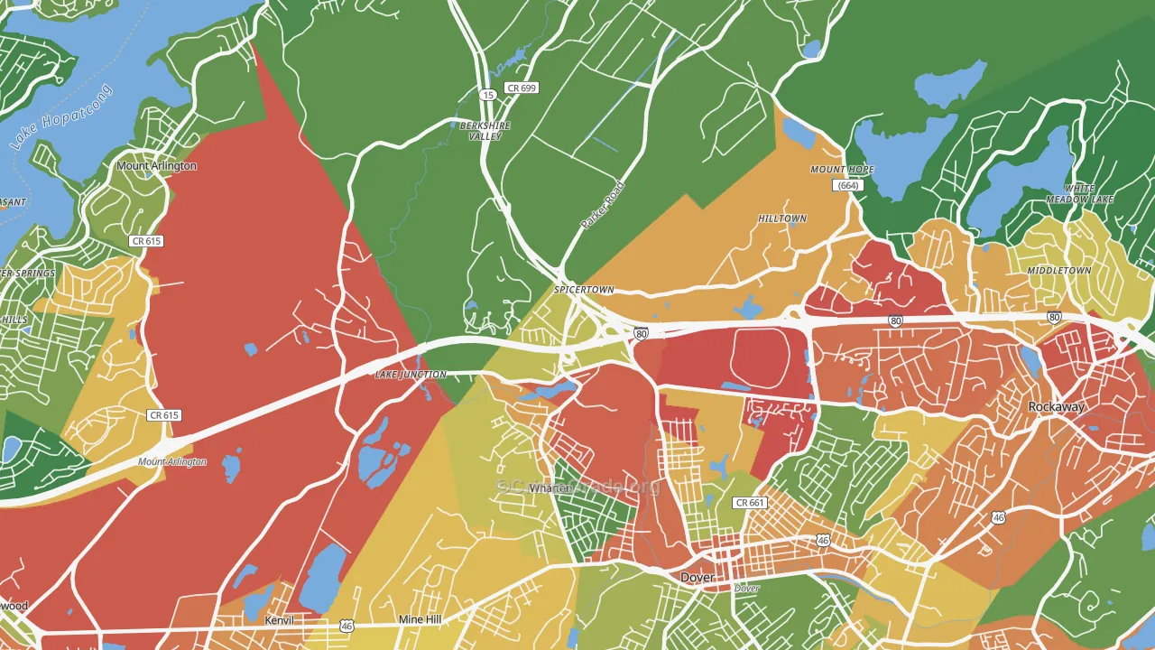 Wharton, NJ Map of Drug-Related Crime Rates