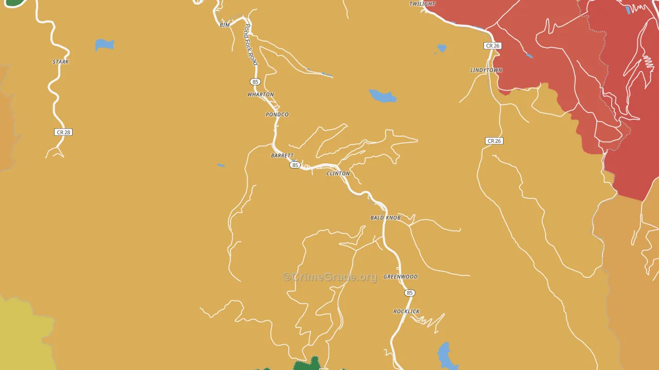 Wharton, WV Map of Drug-Related Crime Rates