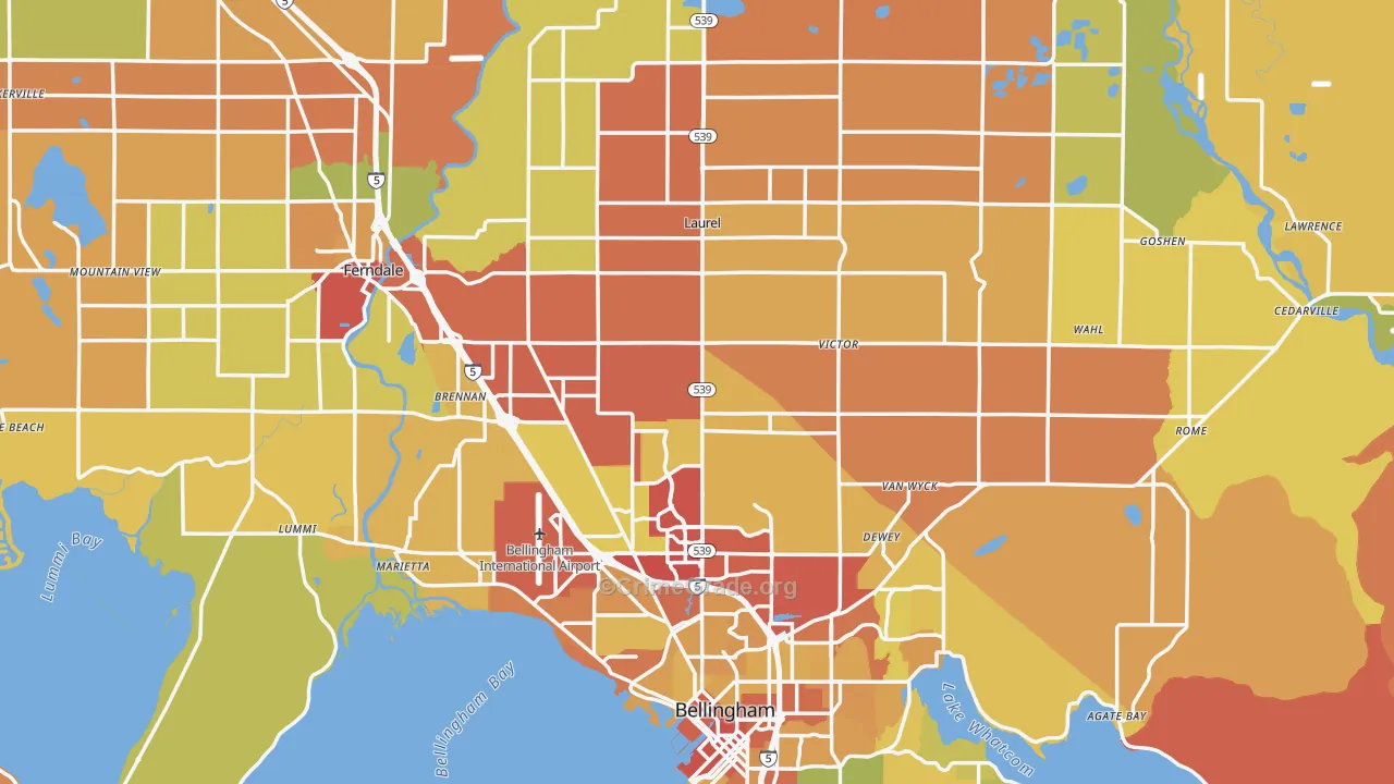 Whatcom County, WA Map of Drug-Related Crime Rates