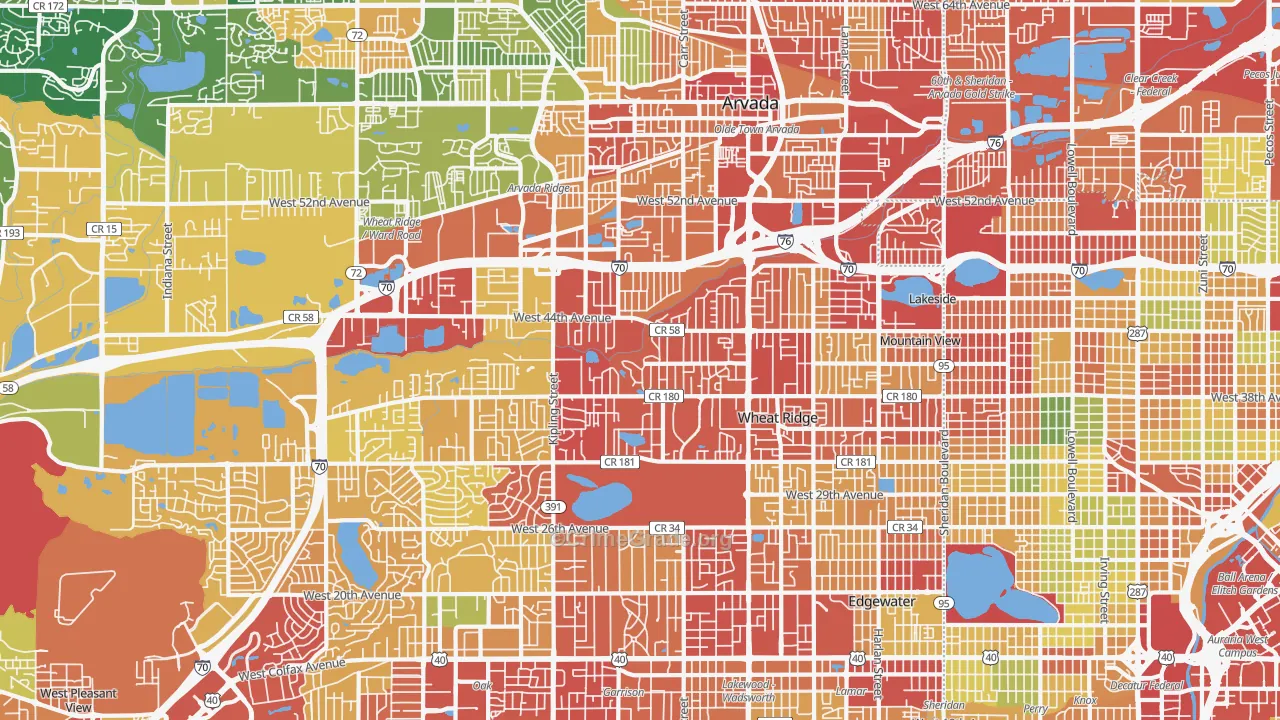 Wheat Ridge, CO Map of Drug-Related Crime Rates