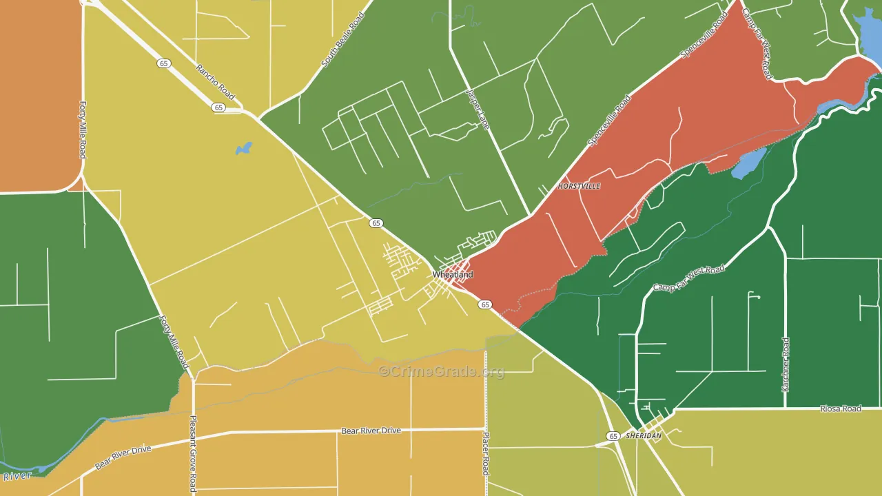 Wheatland, CA Map of Drug-Related Crime Rates