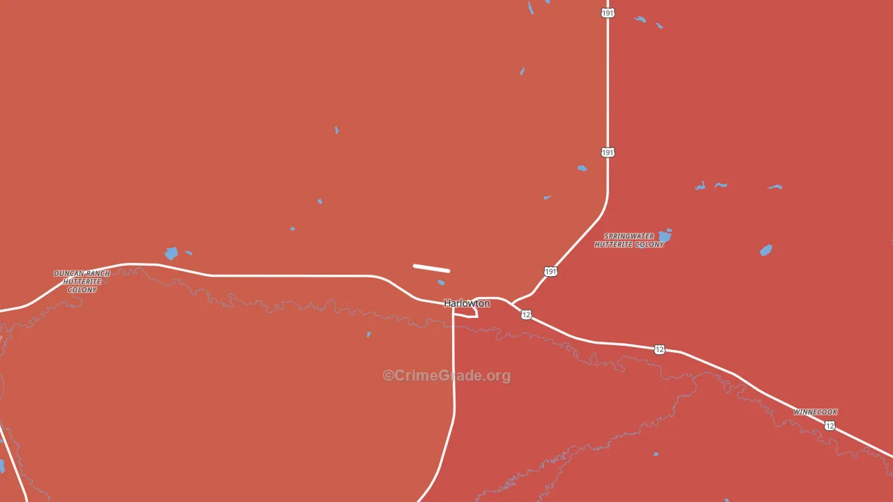 Wheatland County, MT Map of Drug-Related Crime Rates