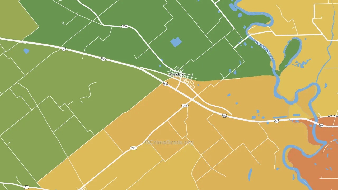 Wheatland, IN Map of Drug-Related Crime Rates