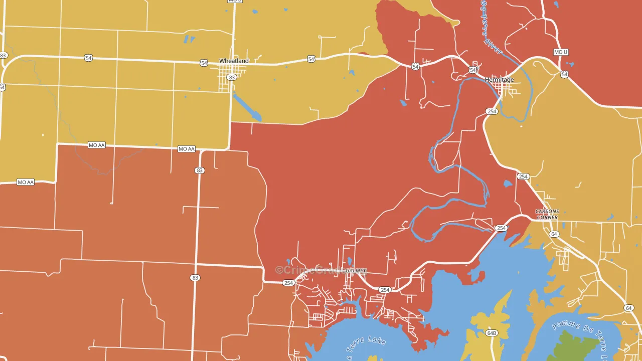 Wheatland, MO Map of Drug-Related Crime Rates